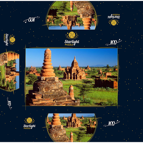Pagodas in the southeast of the Bagan Plain, Mandalay, Myanmar (Burma) 100 Jigsaw Puzzle box 3D Modell