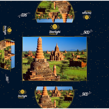 Pagodas in the southeast of the Bagan Plain, Mandalay, Myanmar (Burma) 500 Jigsaw Puzzle box 3D Modell