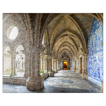 puzzleplate Azulejo tile paintings in the cloister of the cathedral Se in the old town Ribeira of Porto 100 Jigsaw Puzzle