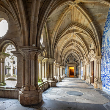 Azulejo tile paintings in the cloister of the cathedral Se in the old town Ribeira of Porto 100 Jigsaw Puzzle 3D Modell