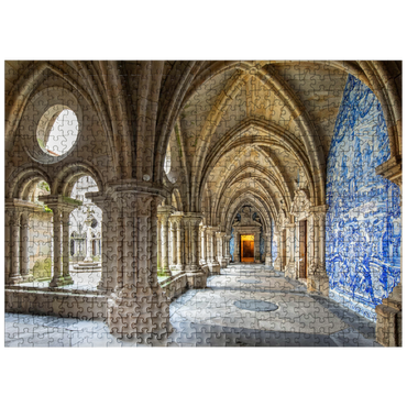 puzzleplate Azulejo tile paintings in the cloister of the cathedral Se in the old town Ribeira of Porto 500 Jigsaw Puzzle