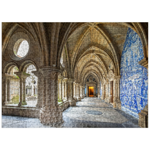 puzzleplate Azulejo tile paintings in the cloister of the cathedral Se in the old town Ribeira of Porto 500 Jigsaw Puzzle