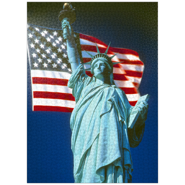 puzzleplate Statue of Liberty with American Flag, Manhattan, New York City - USA 1000 Jigsaw Puzzle
