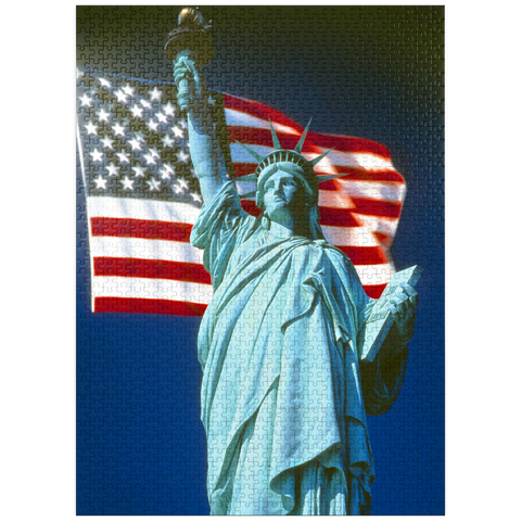 puzzleplate Statue of Liberty with American Flag, Manhattan, New York City - USA 1000 Jigsaw Puzzle
