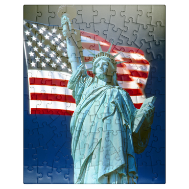 puzzleplate Statue of Liberty with American Flag, Manhattan, New York City - USA 100 Jigsaw Puzzle