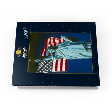 Statue of Liberty with American Flag, Manhattan, New York City - USA 500 Jigsaw Puzzle box view1