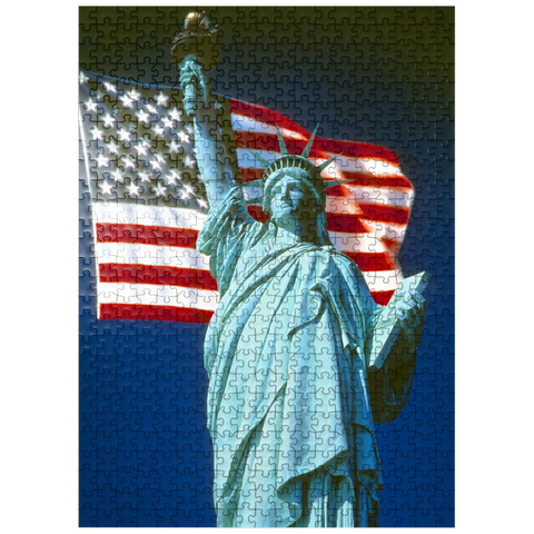 puzzleplate Statue of Liberty with American Flag, Manhattan, New York City - USA 500 Jigsaw Puzzle