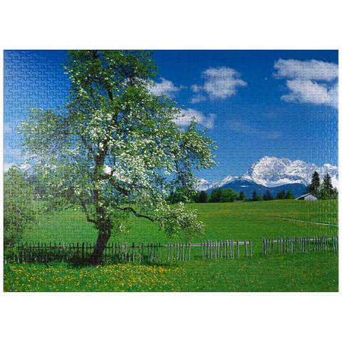 puzzleplate Landscape near Gerold against the Karwendel mountains with the Wörner (2476m) 1000 Jigsaw Puzzle
