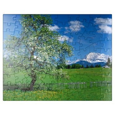 puzzleplate Landscape near Gerold against the Karwendel mountains with the Wörner (2476m) 100 Jigsaw Puzzle