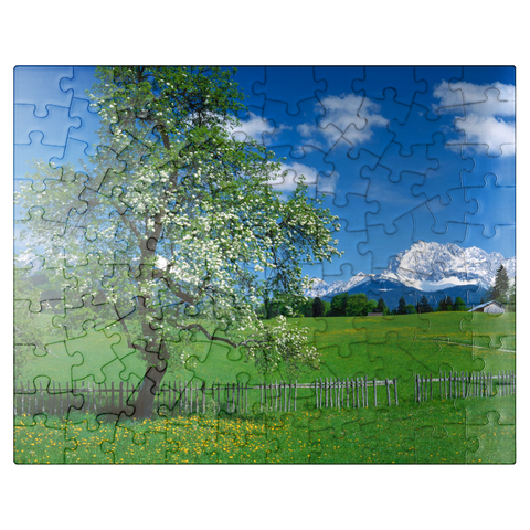 puzzleplate Landscape near Gerold against the Karwendel mountains with the Wörner (2476m) 100 Jigsaw Puzzle