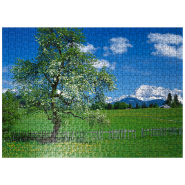 puzzleplate Landscape near Gerold against the Karwendel mountains with the Wörner (2476m) 500 Jigsaw Puzzle