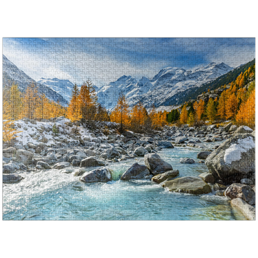 puzzleplate River Ova in Val Mortertsch with the Bernina Group 1000 Jigsaw Puzzle