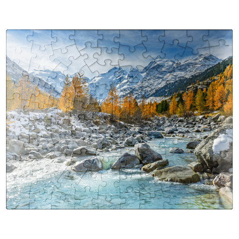 puzzleplate River Ova in Val Mortertsch with the Bernina Group 100 Jigsaw Puzzle