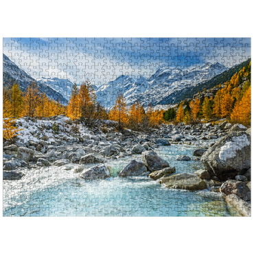 puzzleplate River Ova in Val Mortertsch with the Bernina Group 500 Jigsaw Puzzle
