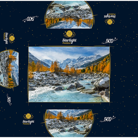 River Ova in Val Mortertsch with the Bernina Group 500 Jigsaw Puzzle box 3D Modell