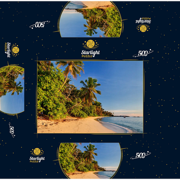 Beach Anse Forbans, East Coast, Mahe Island, Seychelles 500 Jigsaw Puzzle box 3D Modell