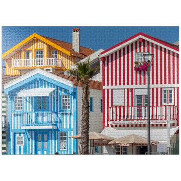 puzzleplate Colorful wooden houses in the seaside and fishing village Costa Nova on the Atlantic coast 1000 Jigsaw Puzzle