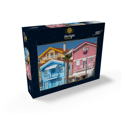 Colorful wooden houses in the seaside and fishing village Costa Nova on the Atlantic coast 500 Jigsaw Puzzle box view1