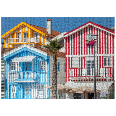 puzzleplate Colorful wooden houses in the seaside and fishing village Costa Nova on the Atlantic coast 500 Jigsaw Puzzle