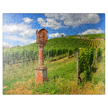 puzzleplate Wayside shrine in the vineyard near Johannisberg Castle in Geisenheim am Rhein, Rheingau, Hesse, Germany 100 Jigsaw Puzzle