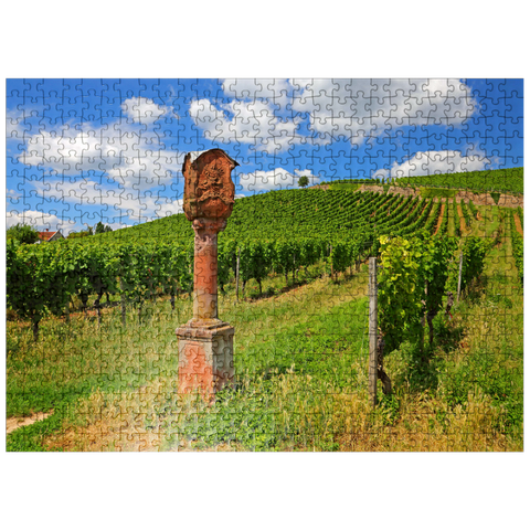 puzzleplate Wayside shrine in the vineyard near Johannisberg Castle in Geisenheim am Rhein, Rheingau, Hesse, Germany 500 Jigsaw Puzzle