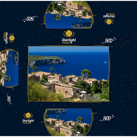 View over Lluc Alcari into Cala de Deia, Mallorca, Balearic Islands, Spain 500 Jigsaw Puzzle box 3D Modell