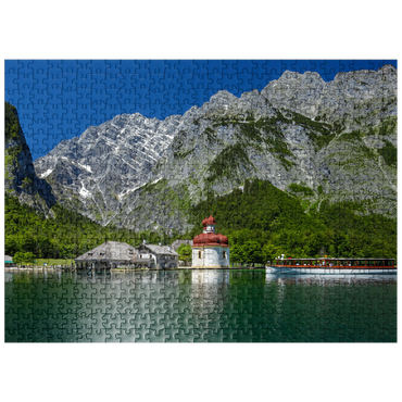 puzzleplate View over the lake to St. Bartholomä against the Watzmann (2713m) 500 Jigsaw Puzzle