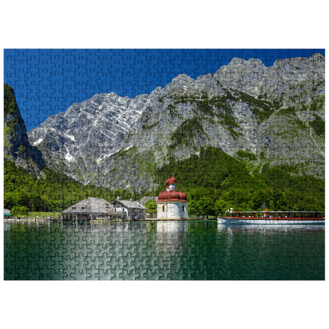 puzzleplate View over the lake to St. Bartholomä against the Watzmann (2713m) 500 Jigsaw Puzzle