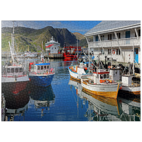 puzzleplate Fishing harbor in Honningsvag, Mageröya Island, Finnmark, Norway 1000 Jigsaw Puzzle
