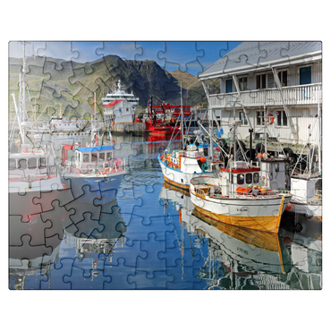 puzzleplate Fishing harbor in Honningsvag, Mageröya Island, Finnmark, Norway 100 Jigsaw Puzzle