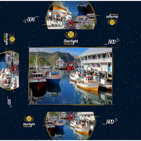 Fishing harbor in Honningsvag, Mageröya Island, Finnmark, Norway 500 Jigsaw Puzzle box 3D Modell