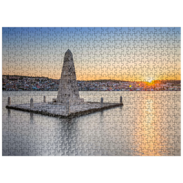 puzzleplate Obelisk in Argostoli bay in the sunset, Kefalonia island, Ionian Islands, Greece 500 Jigsaw Puzzle