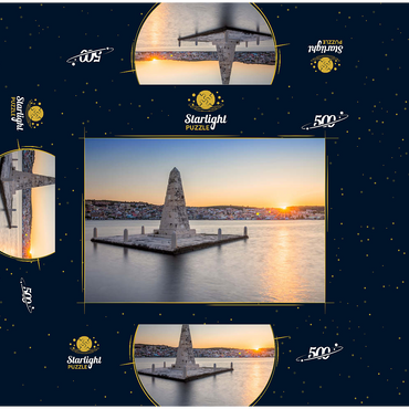 Obelisk in Argostoli bay in the sunset, Kefalonia island, Ionian Islands, Greece 500 Jigsaw Puzzle box 3D Modell