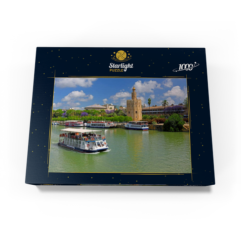 Excursion boats on the Guadalquivir with the Torre del Oro, Seville, Andalusia, Spain 1000 Jigsaw Puzzle box view1