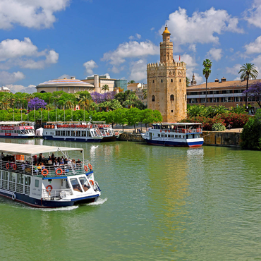 Excursion boats on the Guadalquivir with the Torre del Oro, Seville, Andalusia, Spain 1000 Jigsaw Puzzle 3D Modell