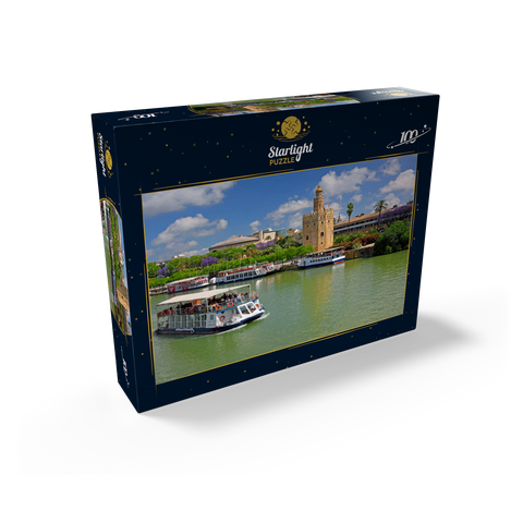 Excursion boats on the Guadalquivir with the Torre del Oro, Seville, Andalusia, Spain 100 Jigsaw Puzzle box view1