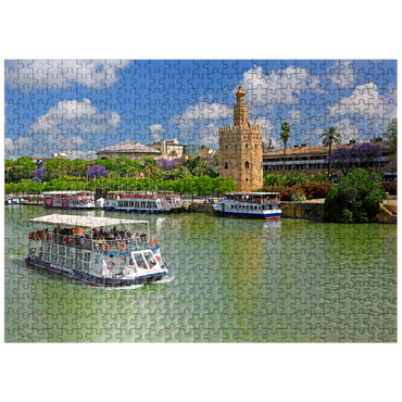 puzzleplate Excursion boats on the Guadalquivir with the Torre del Oro, Seville, Andalusia, Spain 500 Jigsaw Puzzle