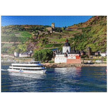 puzzleplate Excursion boat on the Rhine with Pfalzgrafenstein Castle and Gutenfels Castle in Kaub 1000 Jigsaw Puzzle