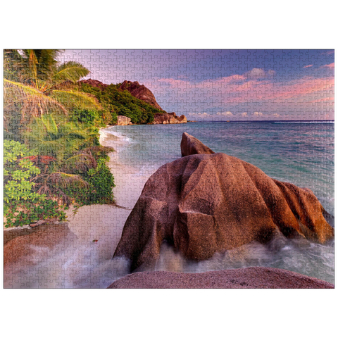 puzzleplate Granite rocks on the beach Anse Source d' Argent, La Digue Island, Seychelles 1000 Jigsaw Puzzle