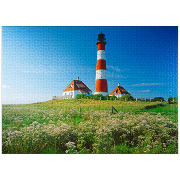 puzzleplate Lighthouse in Wadden Sea National Park, Westerhever, Germany 1000 Jigsaw Puzzle