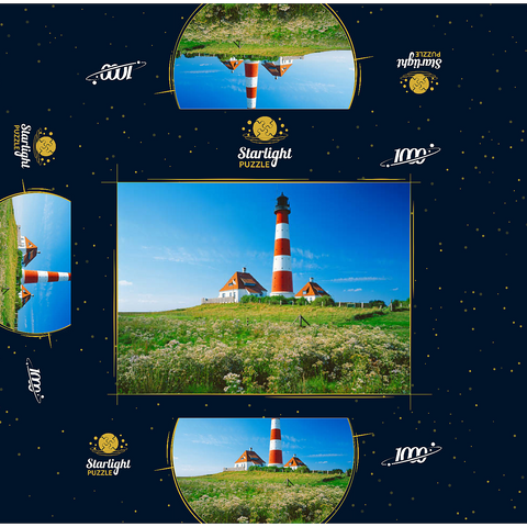 Lighthouse in Wadden Sea National Park, Westerhever, Germany 1000 Jigsaw Puzzle box 3D Modell