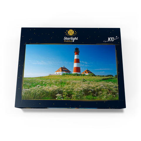 Lighthouse in Wadden Sea National Park, Westerhever, Germany 100 Jigsaw Puzzle box view1