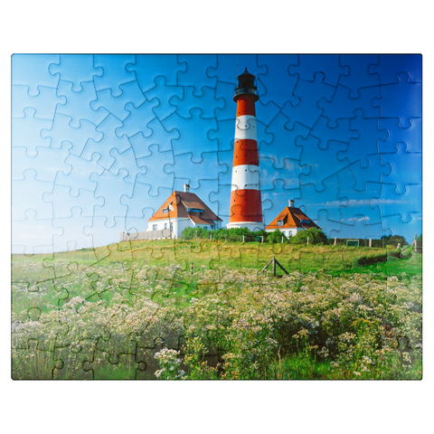 puzzleplate Lighthouse in Wadden Sea National Park, Westerhever, Germany 100 Jigsaw Puzzle