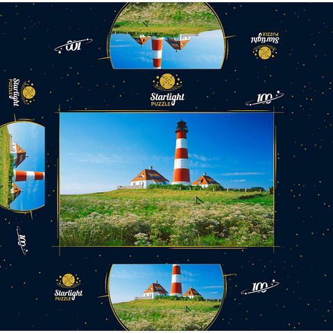 Lighthouse in Wadden Sea National Park, Westerhever, Germany 100 Jigsaw Puzzle box 3D Modell
