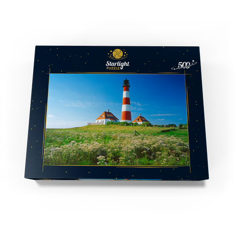 Lighthouse in Wadden Sea National Park, Westerhever, Germany 500 Jigsaw Puzzle box view1