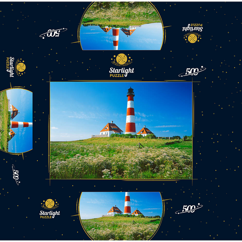 Lighthouse in Wadden Sea National Park, Westerhever, Germany 500 Jigsaw Puzzle box 3D Modell