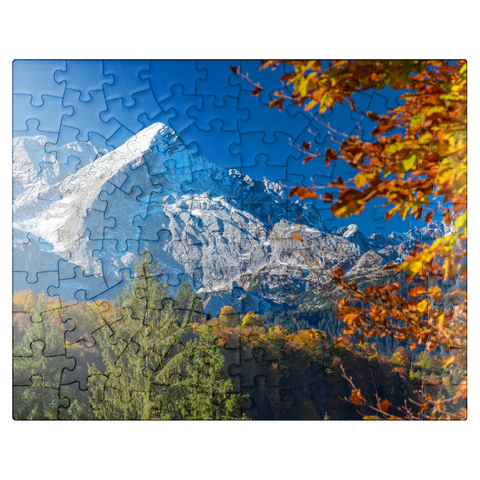 puzzleplate Alpspitze (2628m) in autumn, Garmisch-Partenkirchen 100 Jigsaw Puzzle
