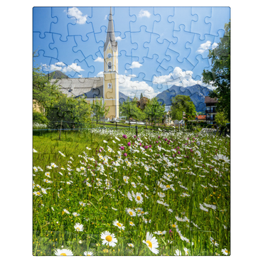 puzzleplate Flower meadow in front of the church St. Sixtus 100 Jigsaw Puzzle