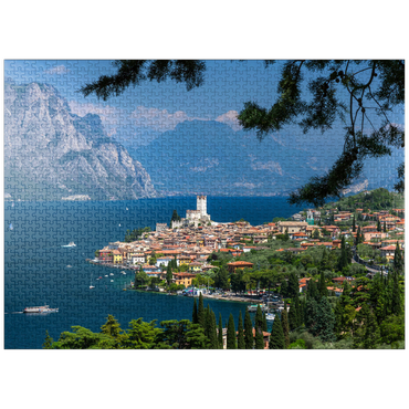 puzzleplate View to Malcesine at Lake Garda with the Scaligerburg (14/15 c.), province Verona, Veneto, Italy 1000 Jigsaw Puzzle