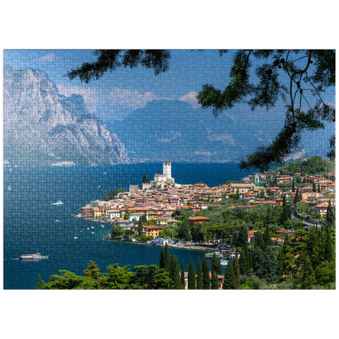 puzzleplate View to Malcesine at Lake Garda with the Scaligerburg (14/15 c.), province Verona, Veneto, Italy 1000 Jigsaw Puzzle